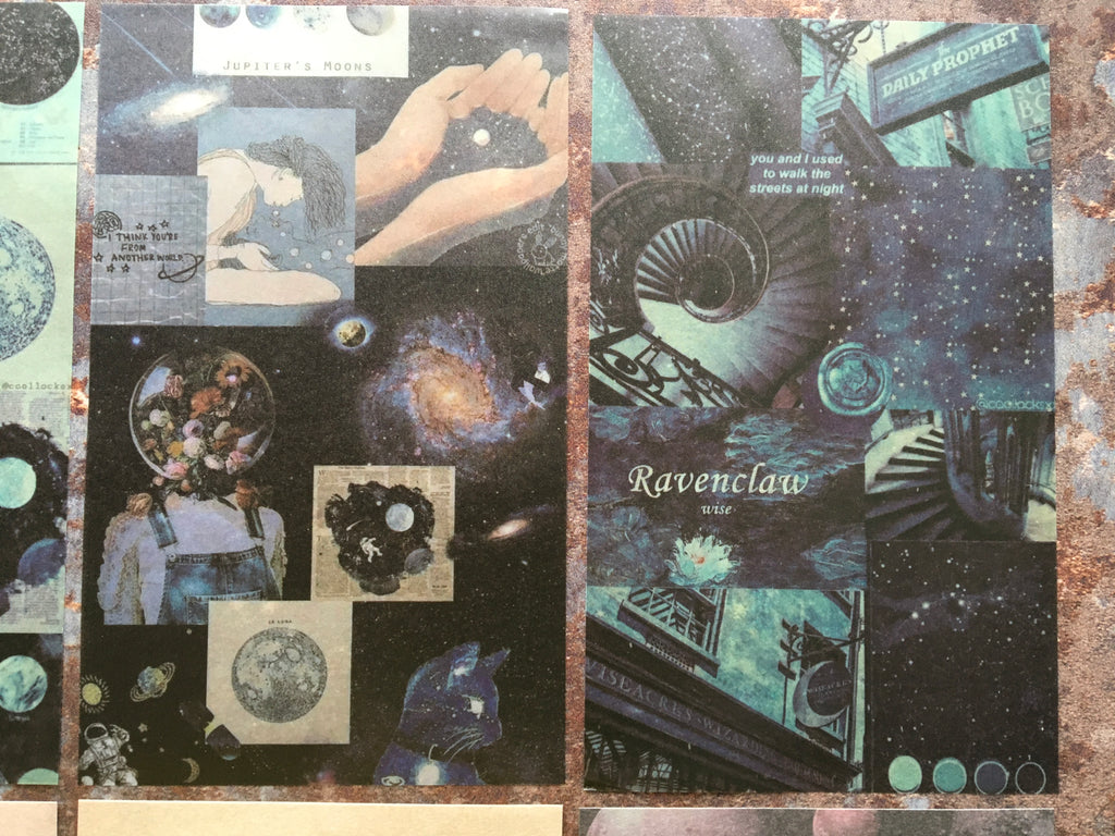 Lunar themed arty scrapbooking papers