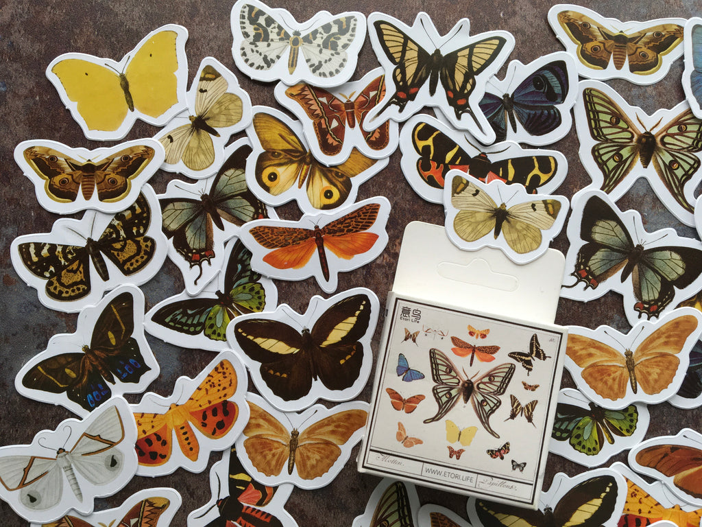 paper stickers with butterfly motifs