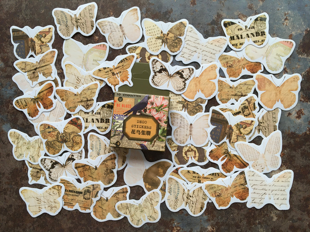 illustrated butterfly stickers for art journaling