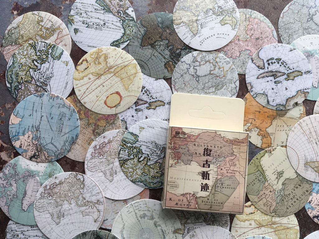vintage map stickers