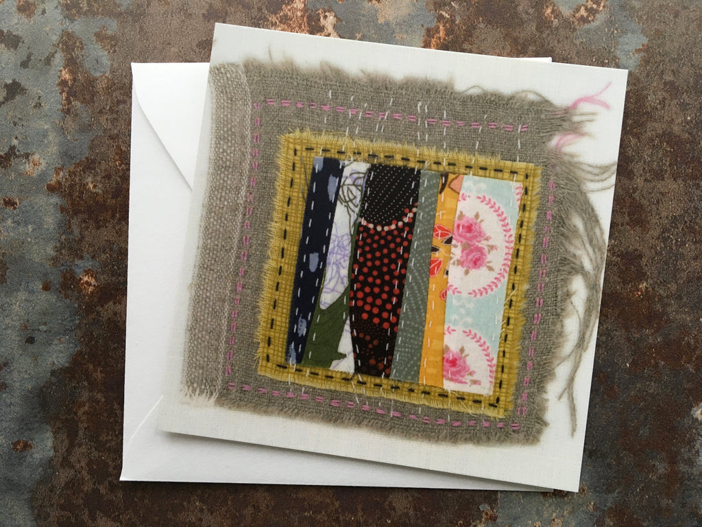 'Curved Piecing' Art Postcard with matching envelope