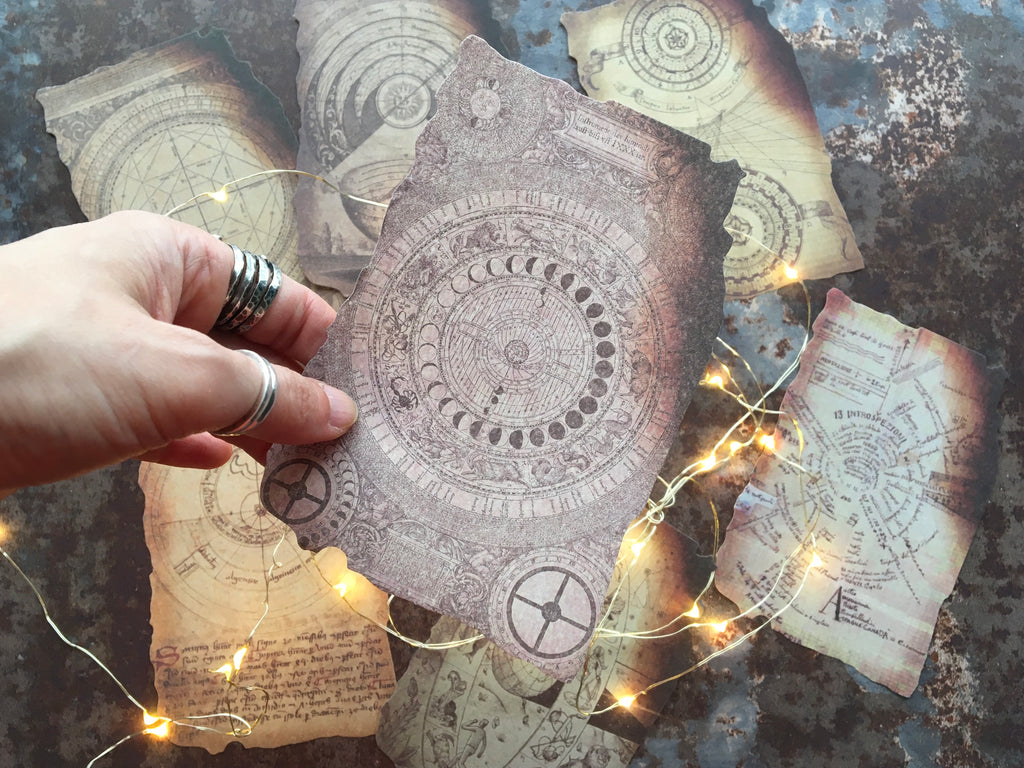 mystical themed background papers for journaling and scrapbooking