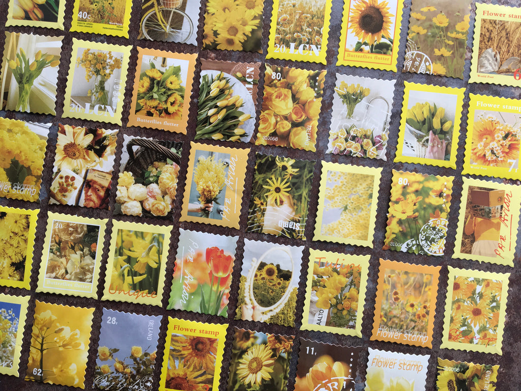 'Yellow aesthetic florals' sticker set