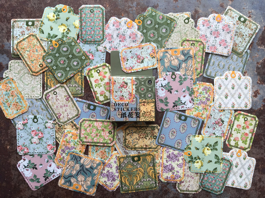 Floral tag style stickers for journaling