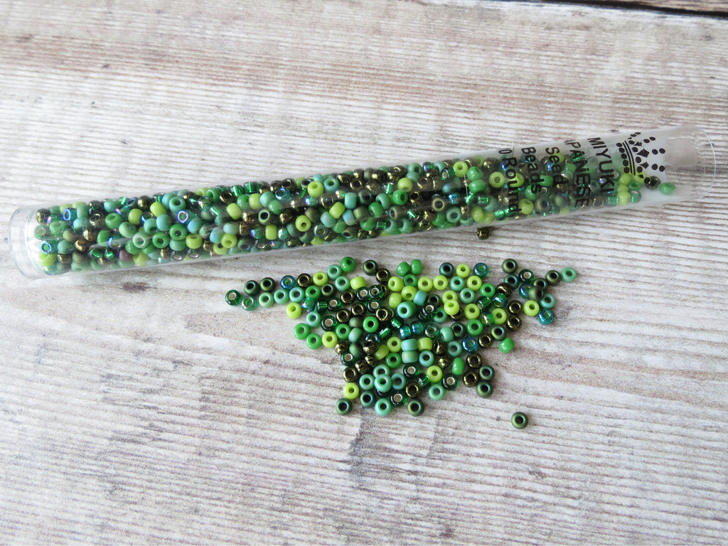 green Miyuki seed bead mix