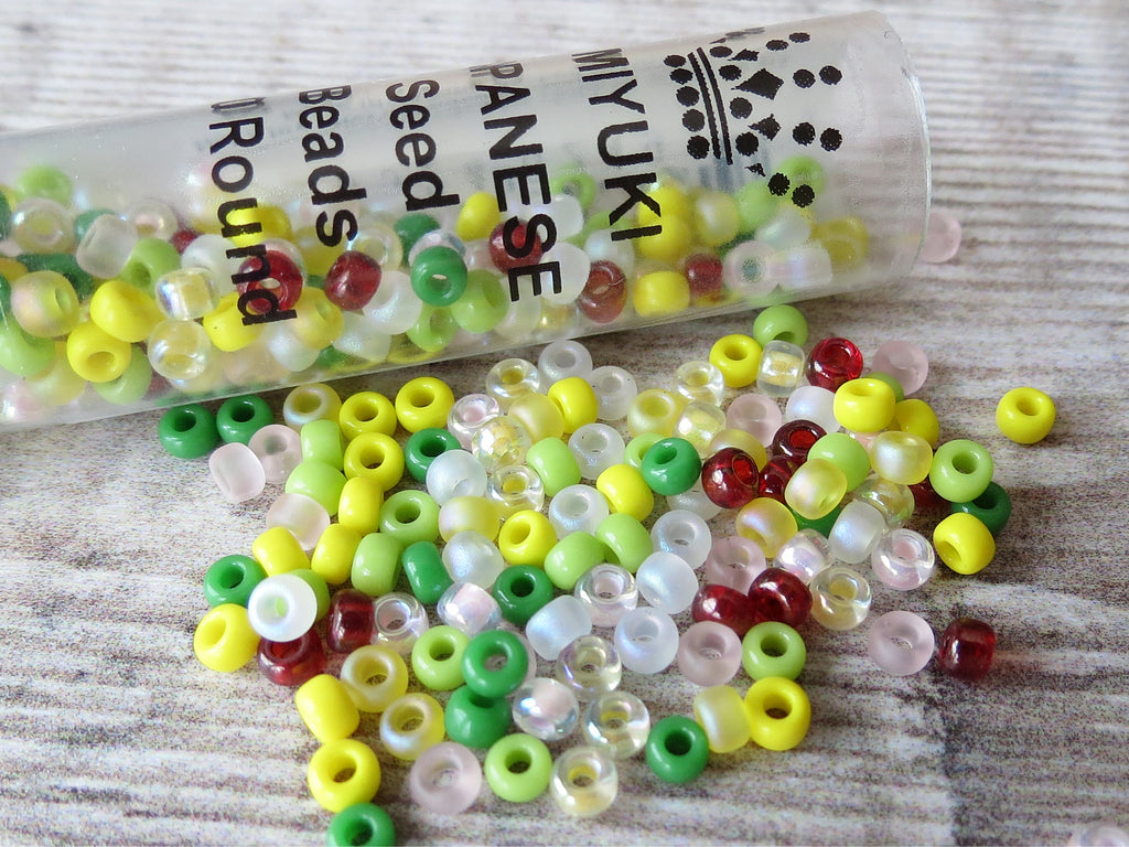 Pink Lemonade Mix size 8/0 Miyuki seed beads, 22g tube, for jewellery making