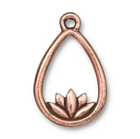 Lotus Teardrop pendant by TierraCast in antique copper finish