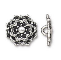 Mandala button by TierraCast in antique silver finish