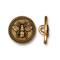 Bee button by TierraCast in antique gold finish