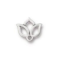 Open lotus charm by TierraCast in antique silver finish