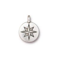 Mini North Star charm by TierraCast in antique silver finish