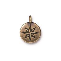 Mini North Star charm by TierraCast in brass oxide finish
