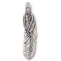 Feather 2" pendant by TierraCast in antique silver finish