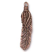 Feather 2" pendant by TierraCast in antique copper finish