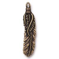 Feather 2" pendant by TierraCast in oxidised brass finish