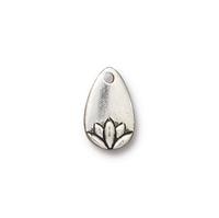 Lotus petal charm by TierraCast in antique silver finish
