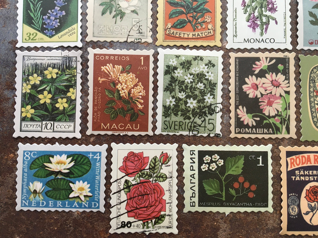 'Floral' faux stamp sticker collection