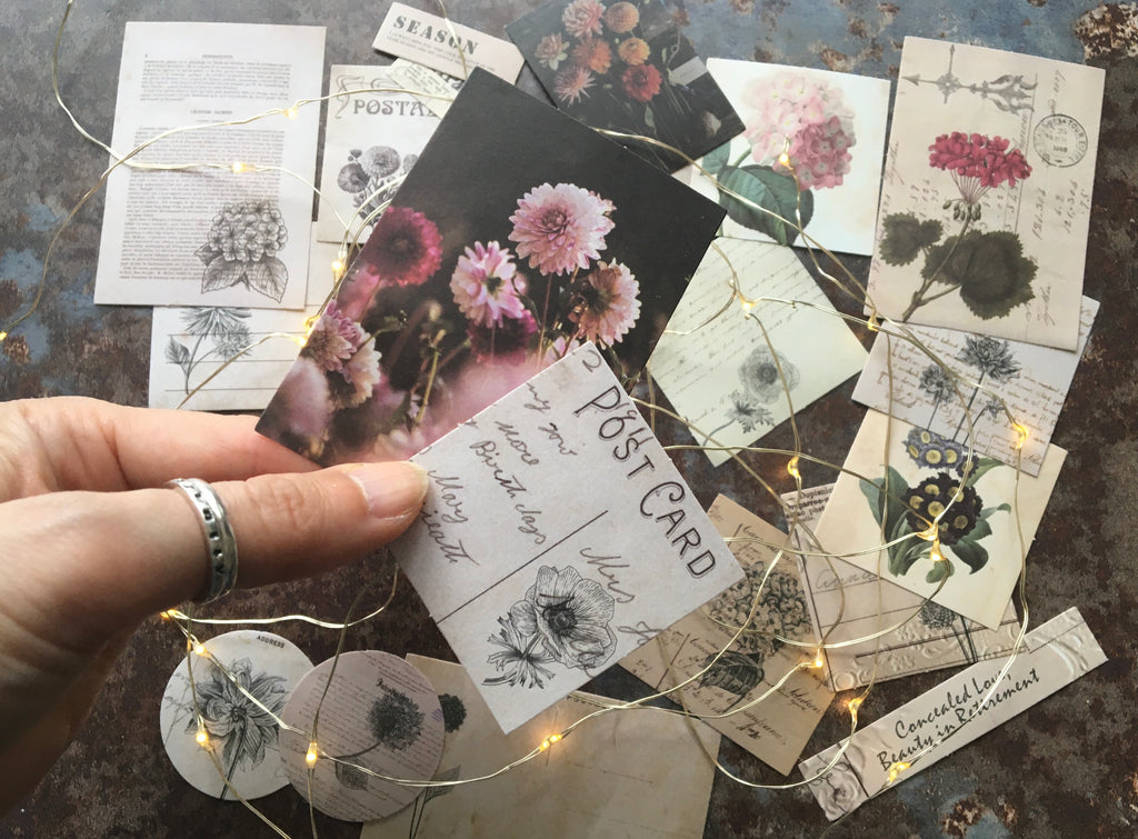 Vintage floral journal stickers