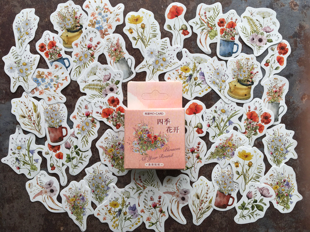 wild meadow flower stickers for paper crafts