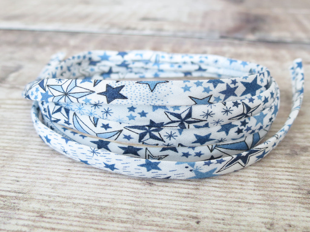 Liberty Adelajda Bleu fabric ribbon with star print