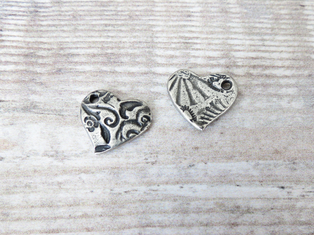 Amor heart charm by TierraCast in antique silver finish