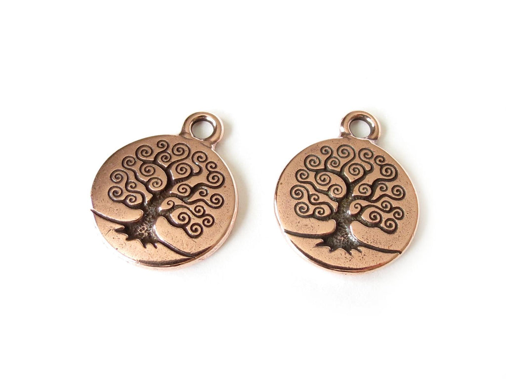 Antique copper tree of life charm