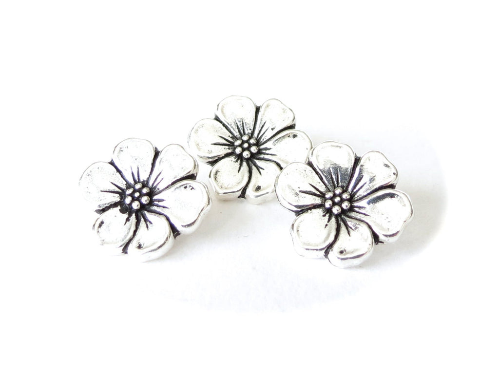 Apple Blossom button by TierraCast in antique silver finish