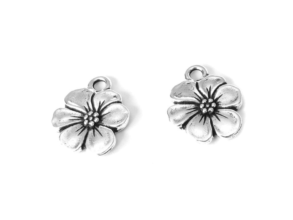 Apple blossom charm by TierraCast in antique silver finish