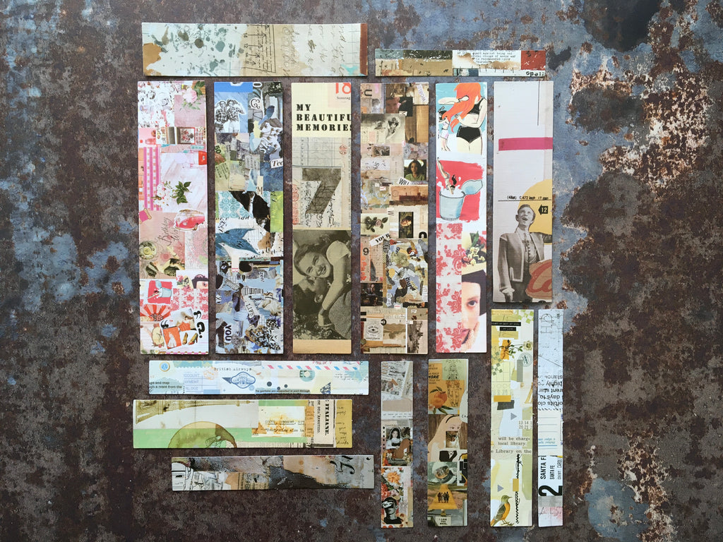 Collage style Vintage themed sticker strips