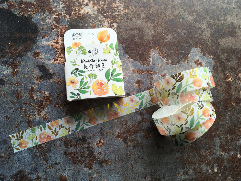 Floral, squares & painted feathers washi tapes