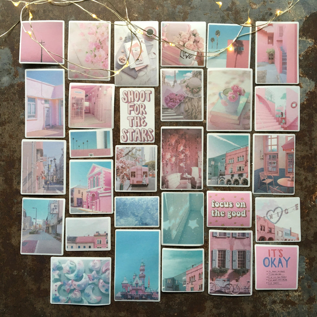 'Pastel pink & turquoise blue' sticker collection