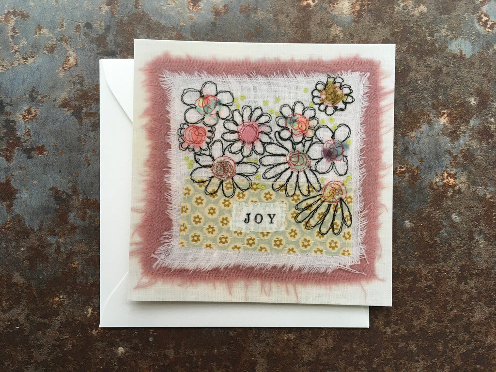 'JOY' Embroidery Art Postcard / Print