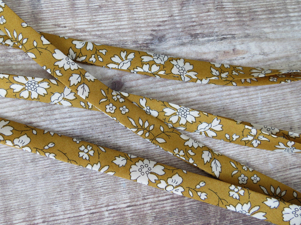 Capel G Mustard Liberty bias binding for sewing and jewellery making