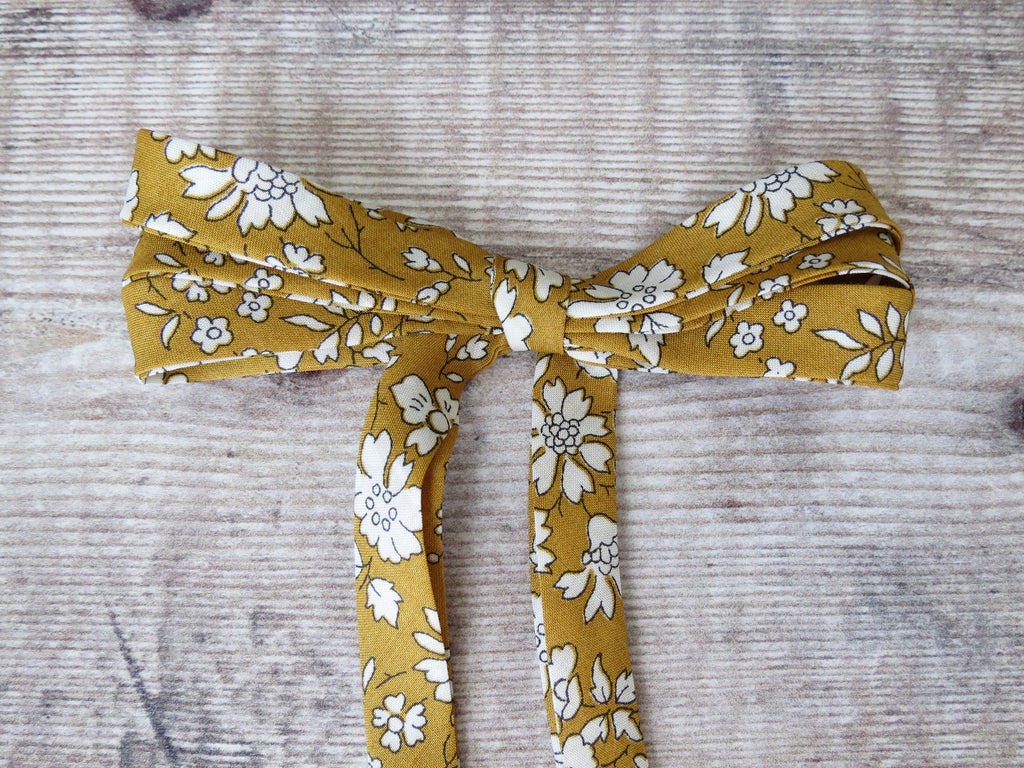 Mustard yellow bias binding made with Liberty Capel fabric, 10mm wide