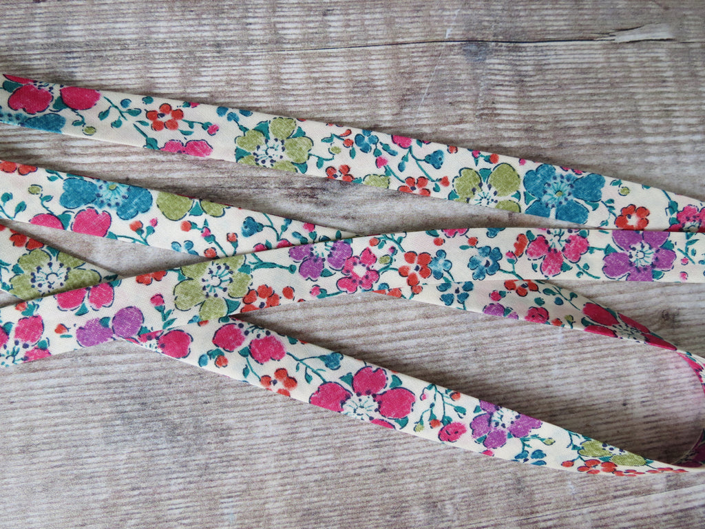 Colourful floral bias binding for hair bow making and quilting