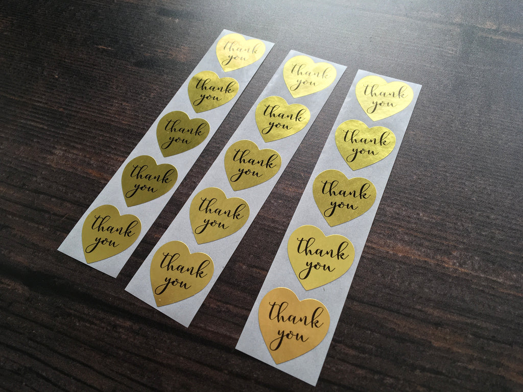 gold thank you stickers