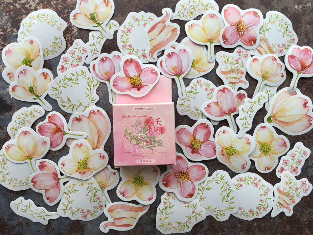 watercolour floral stickers for journaling