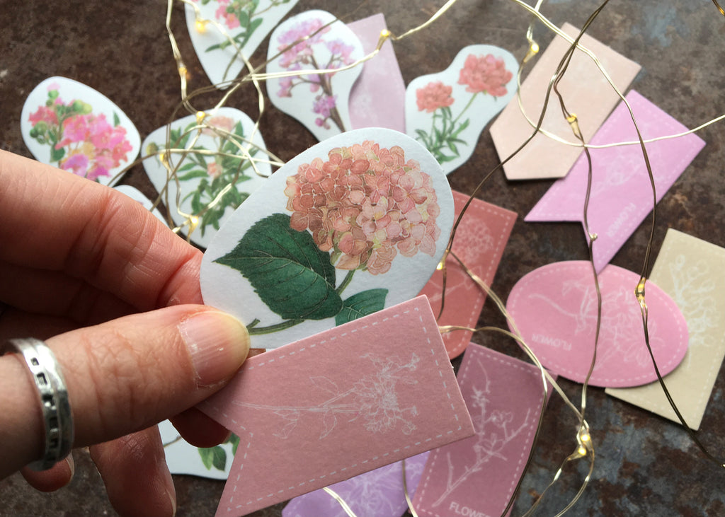 pink floral journal stickers