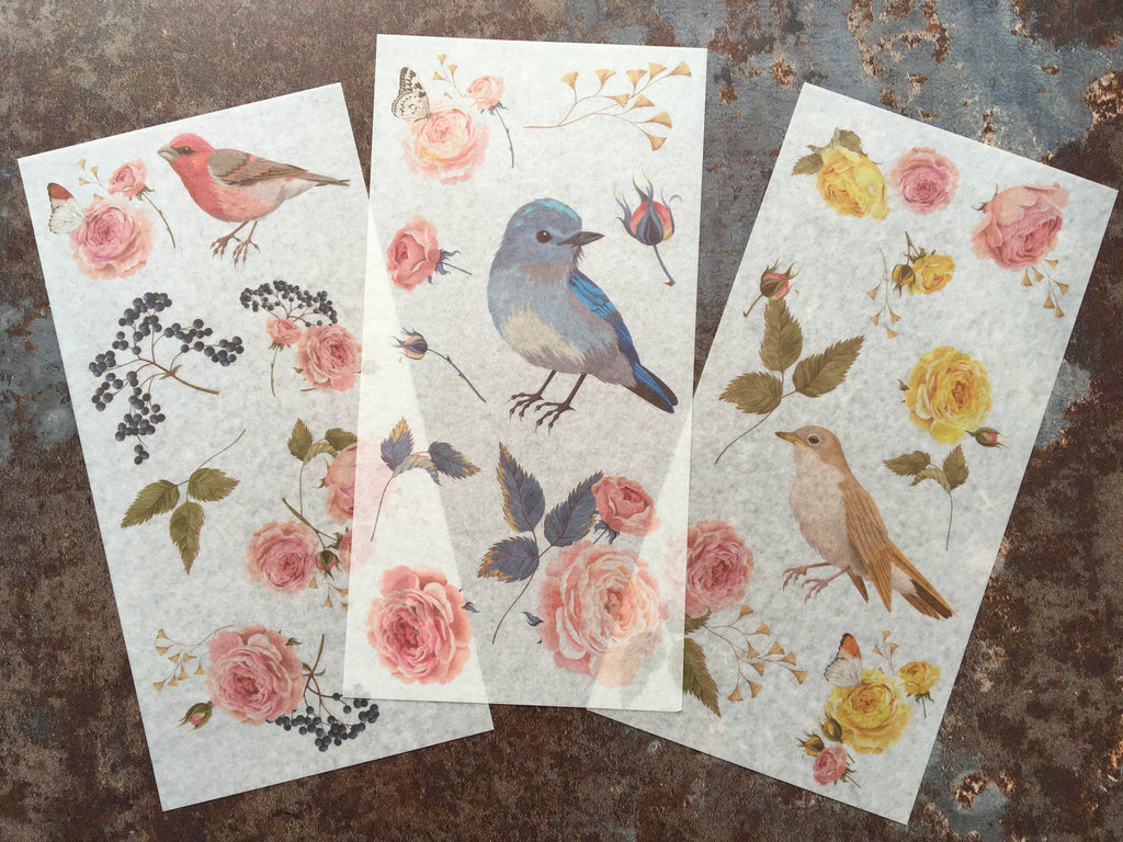 'Birds & Roses' sticker sheets