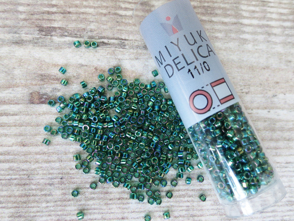 Delica beads Transparent Emerald AB size 11/0