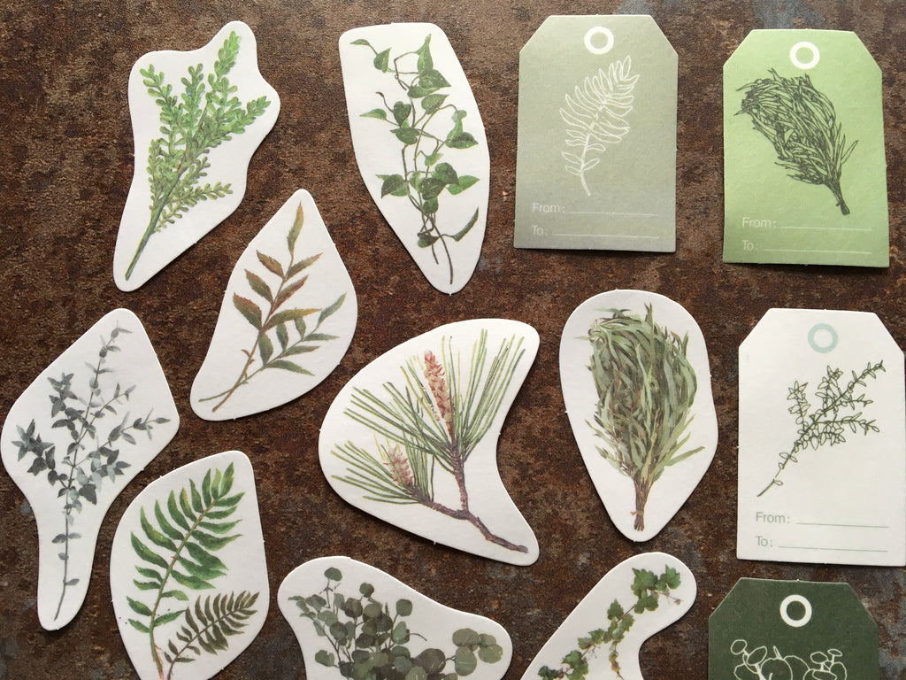 green leaves stickers for journaling