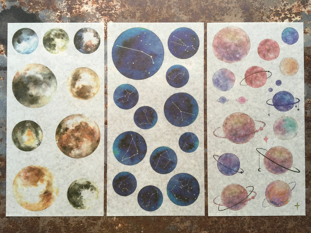 Lunar / planetary and star constellation sticker sheets