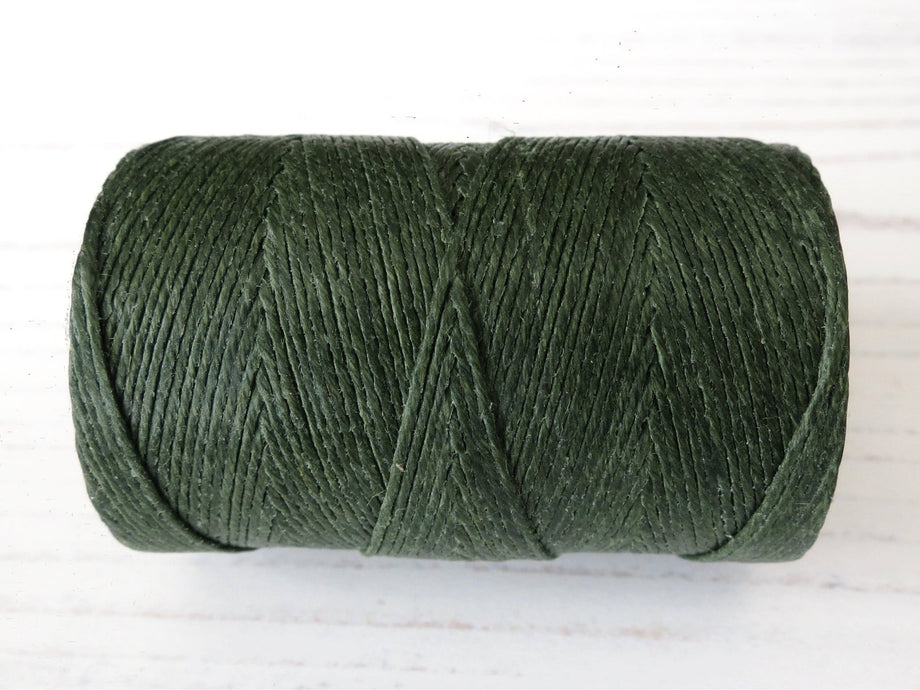 4 ply Irish waxed linen cord DARK EMERALD GREEN for jewellery making BluebellHillCrafts