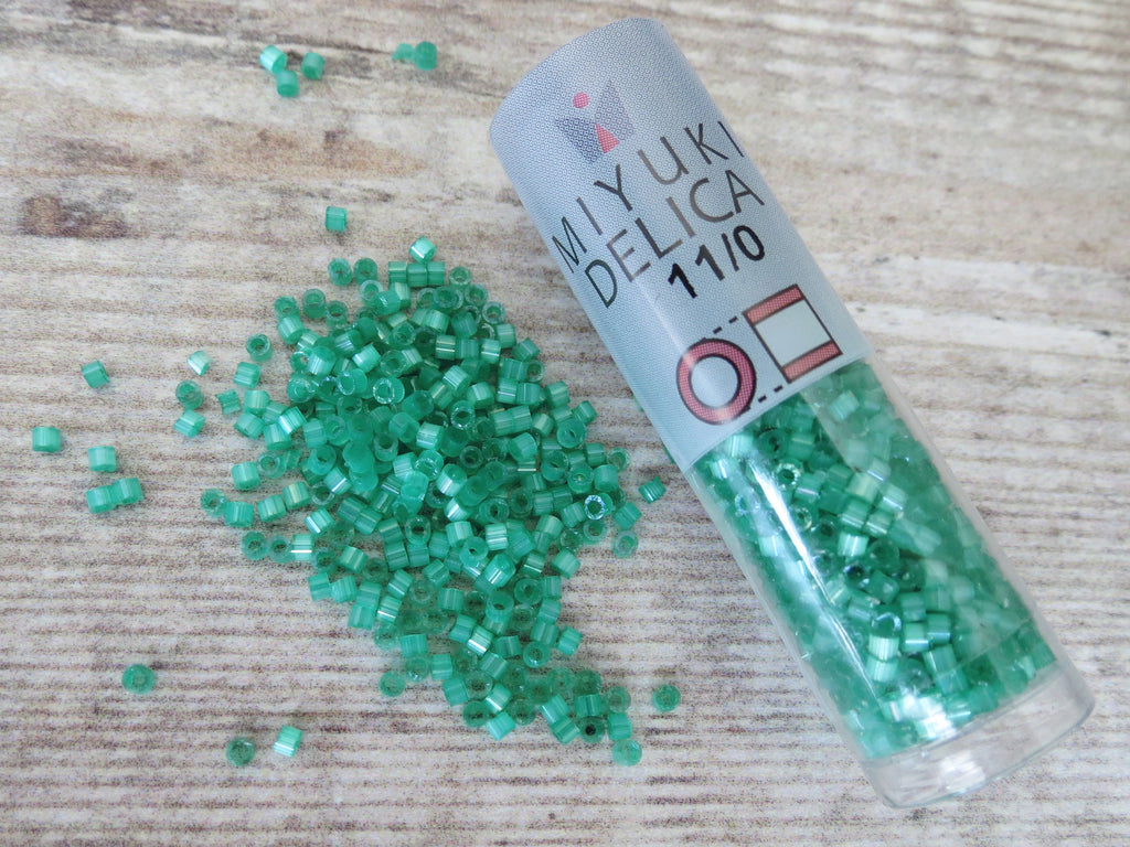 Delica seed beads dyed aqua green silk