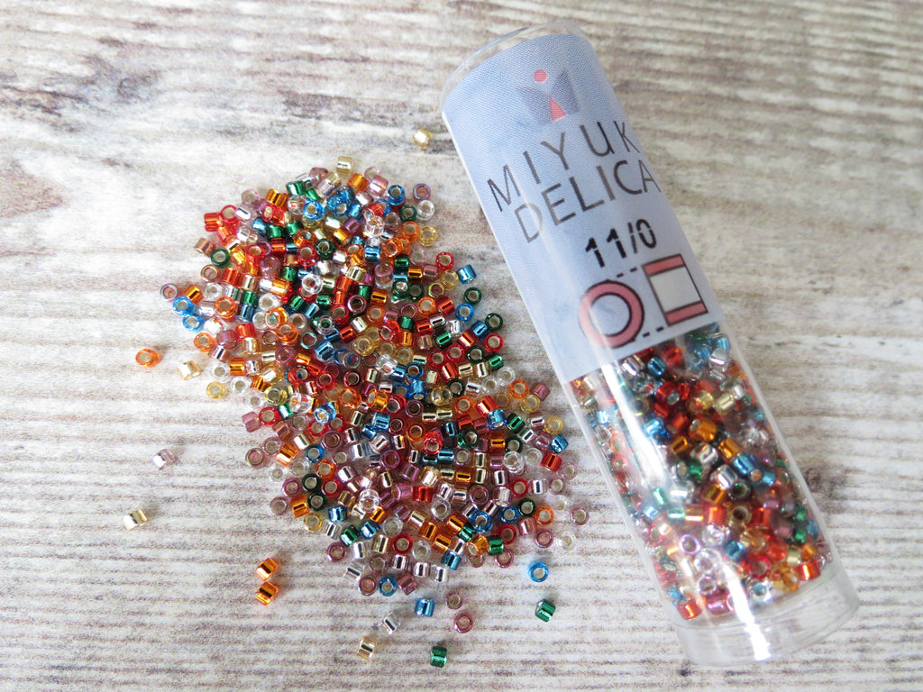 Delica seed beads silver lined rainbow colour