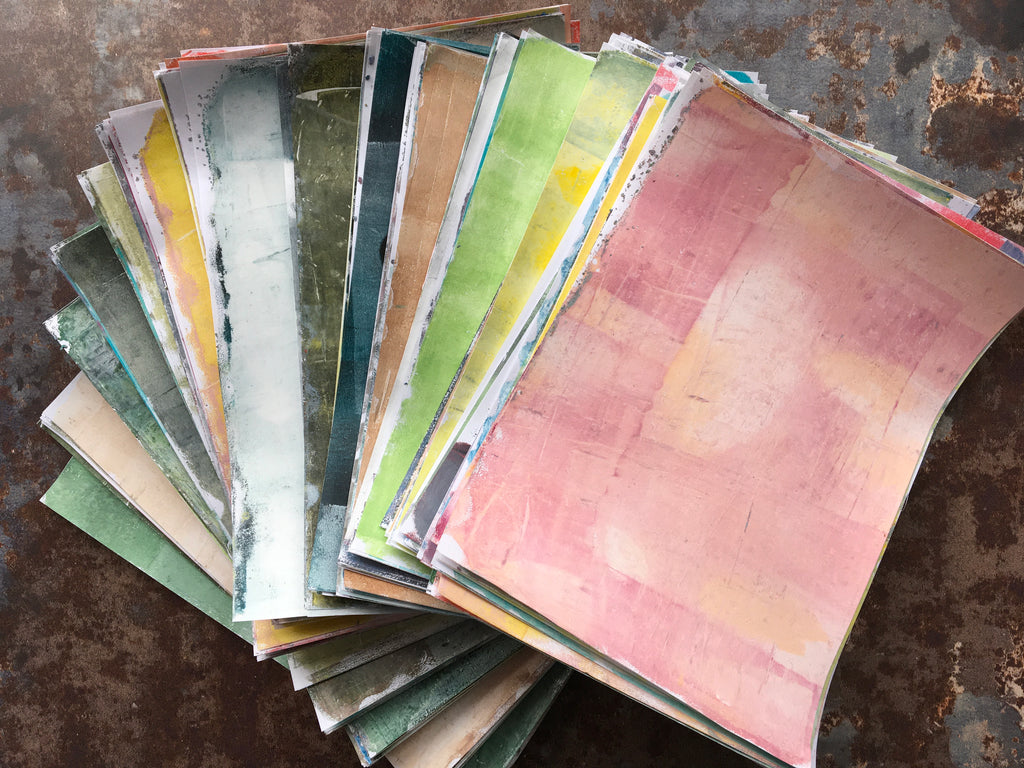 A5 hand printed papers for collage & card making, scrapbooking or journaling