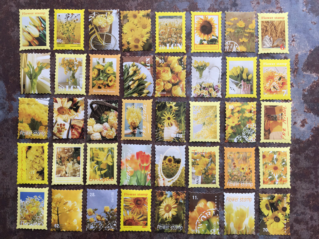 'Yellow aesthetic florals' sticker set