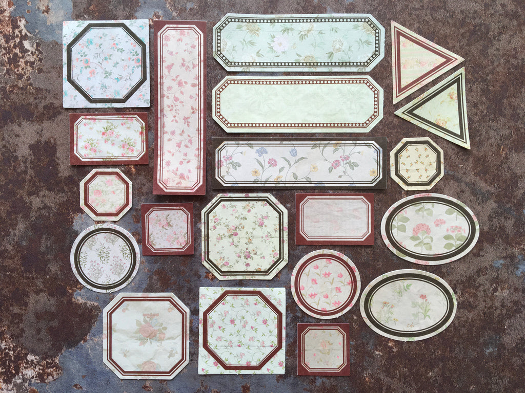 Vintage floral label stickers