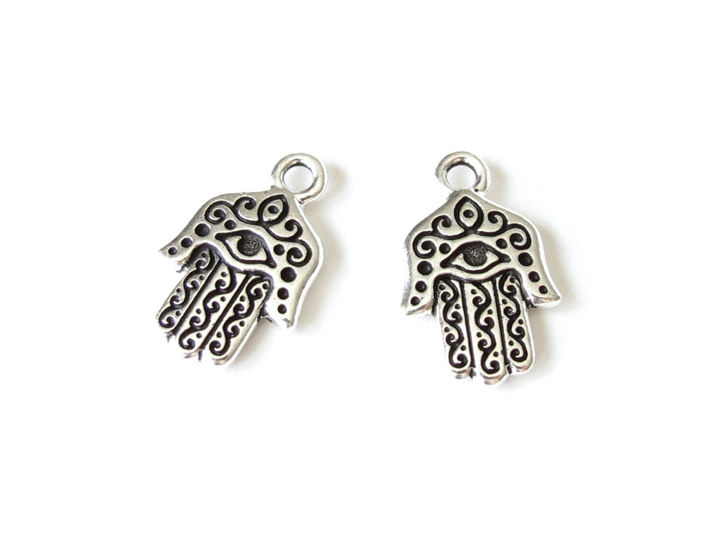 Hamsa hand charm by TierraCast in antique silver finish