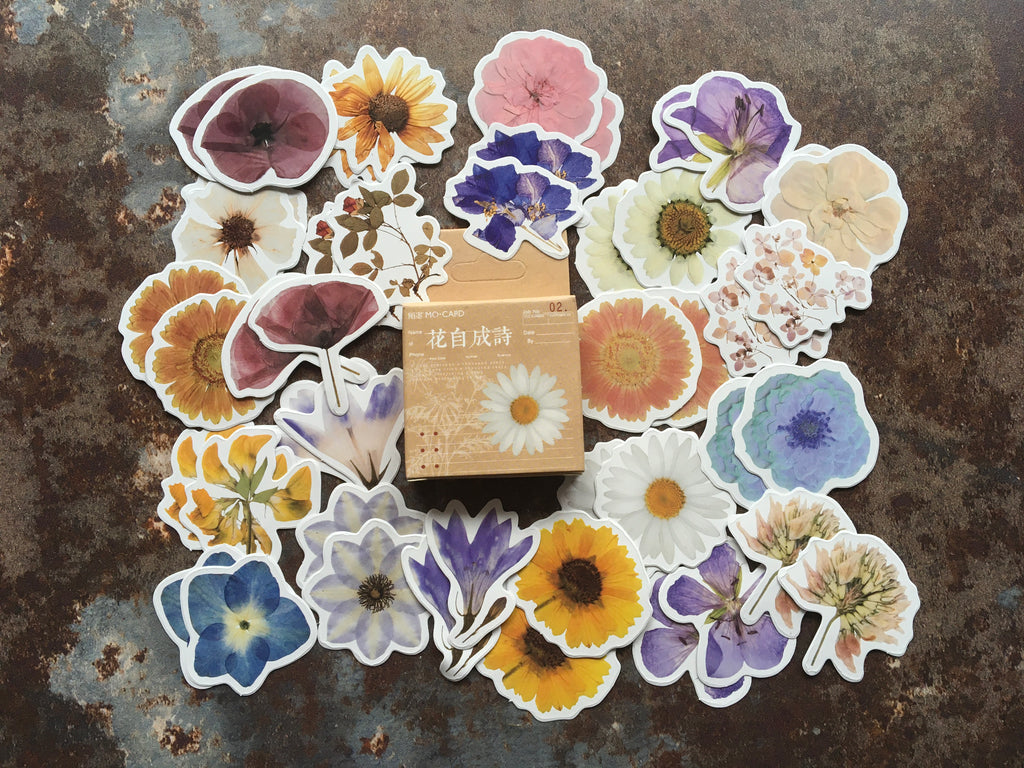 Dried flowers journal stickers